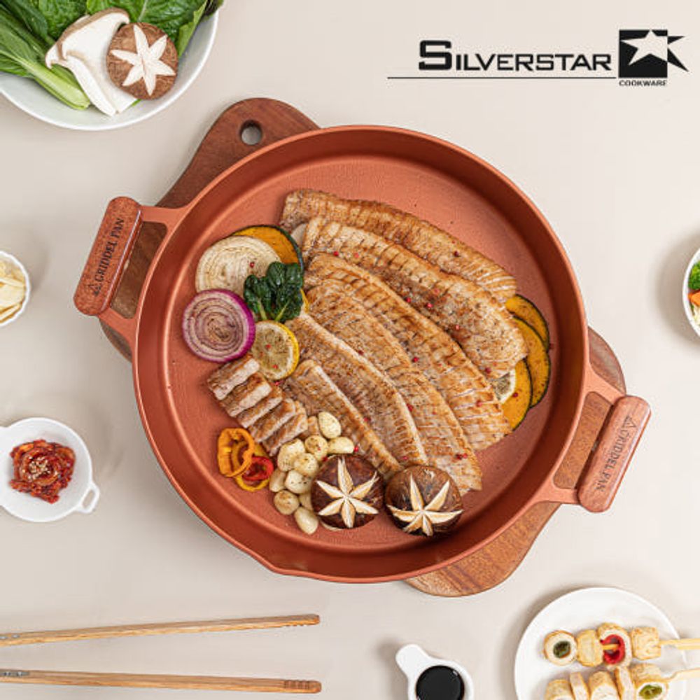 [SILVERSTAR] Premium Titanium-Coated Die-Cast Multi Pot with 97% Pure Aluminum & Detachable Wooden Handle - Made in Korea